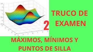 EXTREMOS DE UNA FUNCIONES DE DOS VARIABLES Máximos Mínimos y Puntos de Silla Matriz hessiana [upl. by Jessamyn786]