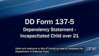 Incapacitated Child DD Form 1375 [upl. by Shuma]