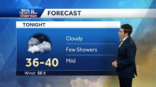 Disturbance brings isolated showers overnight into Sunday [upl. by Bellamy492]