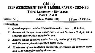 6th class English SAT1 Most lmportant Paper 202425 💯  self assessment term 1 model paper [upl. by Dniren]