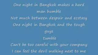 One night in Bangkok lyricswmv [upl. by Ekaj]