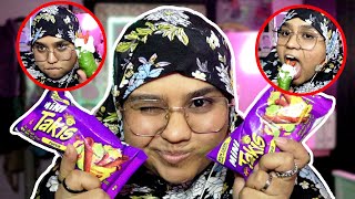 TRYING TIKTOK VIRAL FOOD TRENDS GARLIC PICKLE amp JALAPEÑO TAKIS [upl. by Matthaus]