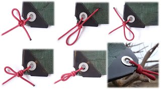 5 Basic Quick Release Knots for Tarp Corner – Camping Wilderness Survival Tips [upl. by Flosser]