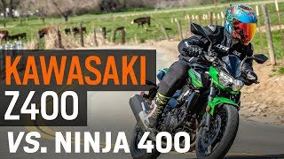 Kawasaki Z400 vs Ninja 400 [upl. by Mullane]