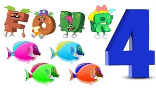 F for Four Colorful Fishes  Learn Alphabets with Funny Cartoons  ABC Monsters [upl. by Lashar]