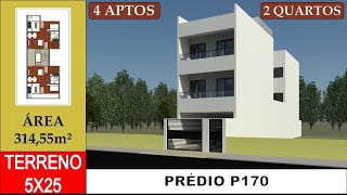 Prédio P170  5x25  4 apartamentos  2 quartos  4 vagas na garagem [upl. by Scornik]