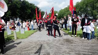 Fête des Francs Arquebusiers de Visé 4 juillet 2021 Entrée au cimetière [upl. by Ahsienar]