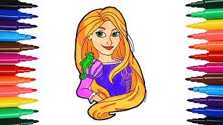 How to Draw RAPUNZEL from Tangled  Disney Princess  disney disneyjunior art tangled rapunzel [upl. by Cyprio]