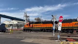 BNSF 167 rolls through Pier 21 Street San Diego CA 8524 [upl. by Palecek]