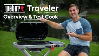 Weber Traveler Portable Gas Grill Overview  Test Cook amp Heat Test [upl. by Yeniar708]