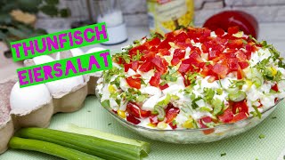 Saftiger Eiersalat mit Reis und Thunfisch  Leckerer Schichtsalat [upl. by Noled]