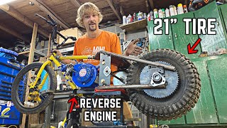 We Built a Motorized BIG TIRE Bicycle with a Reverse Engine [upl. by Anileba]