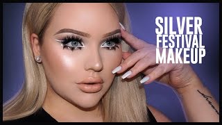 SILVER Glittery amp Glowy FESTIVAL Makeup Tutorial [upl. by Agnella]