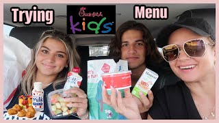 Trying the ChickFilA Kids Menu for the First Time ReviewKeilly and Kendry [upl. by Neelav]