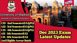 Latest Dec 2023 Exam Updates • Timetable • HallTicket • Exam Date • Madras University IDE [upl. by Lamak]