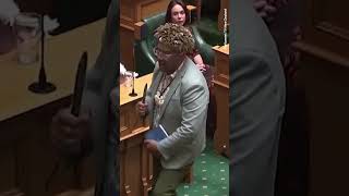 Māori Politician Performs Haka in Parliament Before Swearing Oath to King Charles shorts nz haka [upl. by Nelav864]