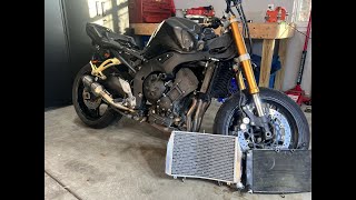 Replacing a Motorcycle Radiator  2008 Yamaha FZ1 [upl. by Countess]