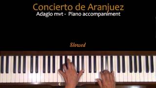 Rodrigo Concierto de Aranjuez Adagio Piano Accompaniment Tutorial SLOW [upl. by Llerat]