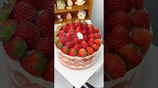 Immersive cake making  Red Velvet Strawberry Cake Tutorial❗️ dessertshealeverything shorts [upl. by Wane670]