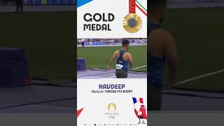 Javelin Throw Gold Medalist Navdeep Paralympic indianolympicassociation goldmedal olympics medal [upl. by Thetos]