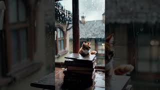 Rainfall Reflections with a Ginger Cat cat relaxing rain kittens raindrops kittycat [upl. by Zobe]