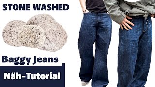 Baggy Jeans nähen amp stone washen  Nähanleitung für Jeans und DIY stone washing [upl. by Gurl919]