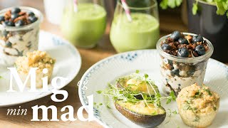 Brunch med blåbærtrifli avocado og muffins  Klara Holm [upl. by Novart]