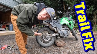 KLR 650 Trail Fix Tools for Changing Tires [upl. by Walther477]