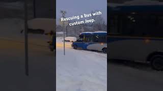 BC man rescues stuck bus with custom Jeep [upl. by Idalla900]