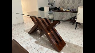 Base de madera para comedor con cubierta de cristal [upl. by Telfer]