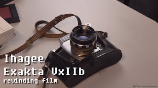 Ihagee Exakta VxIIb rewinding film [upl. by Onofredo968]