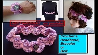 Crochet ZIG ZAG CROCHET HEADBAND BRACELET BELT [upl. by Michigan739]