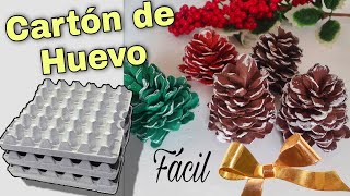 Hermosa Fácil y Económica Idea con CARTÓN DE HUEVO PIÑAS NAVIDEÑAS en minutos [upl. by Anivol]