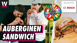 Vegetarisches Sandwich mit AuberginenSchnitzel – Rezept  Gemüseroulette mit Nico amp Noah Bachofen [upl. by Yditsahc932]