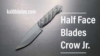 Half Face Blades  Crow Jr  Fixed Blade black G10 open tang iron grip cobalt cerakote [upl. by Merrel]