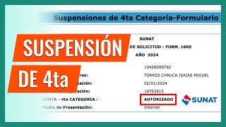 Como sacar Suspensión de Cuarta Categoría 2024  Suspensión de 4ta [upl. by Naerda]