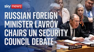 Russian foreign minister Sergei Lavrov chairs UN Security Council debate [upl. by Aicele665]