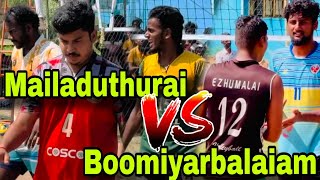 Descending set🔥 both team on fire 🔥 Boomiyarbalaiam 🆚 Mailaduthurai 🔥 Dont miss it volleyball [upl. by Hoang]