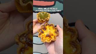 Egg tart w millefeuille or napoleon layered pastry bottom hashtagb eggtart 蛋撻 pastry hongkong [upl. by Iosep357]