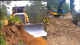 CAT D7 VS MST EXCAVATOR KAPIŞMA keşfet buldozer cat dozer nasıldjimini3pro dji [upl. by Blackman]