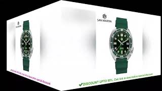 San Martin New 44mm Turtle Men Mechanical Watch NH35 SelfWind Automatic Wristwatch Sapphire Lu [upl. by Balthasar]