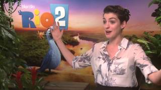 Anne Hathaway on Rio 2 quotI love turning up to work in sweat pants and no make upquot 2014 interview [upl. by Lede923]