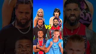 Liv Morgan Jimmy Uso Mbappe VS Haaland Jey Uso Rhea Ripley 😈 comparison shorts [upl. by Adnirb]