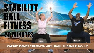 Stability Ball Fitness  Aerobics Dance Strength Abs On Swiss Ball  Seated Exercise  29 Minutes [upl. by Windsor]