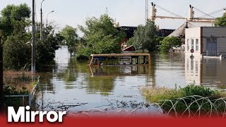 Flooding in Ukraine following dam destruction [upl. by Bigot]