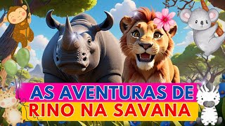 🦏🍃✨AS AVENTURAS DE RINO NA SAVANA✨🍃🦏 rinoceronte aventura natureza exploração diadascrianças [upl. by Charlot182]