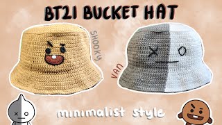 Crochet Bucket Hat  BT21 Shooky amp Van  BTS [upl. by Melgar]