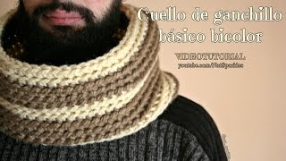 TUTORIAL MAXI CUELLO GANCHILLO BÁSICO BICOLOR [upl. by Ikir]