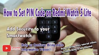 How to Set PIN Code on Redmi Watch 5 Lite Smartwatch [upl. by Ellesij863]