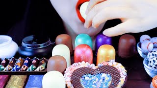 Mukbang Yummy Rainbow Chocolate Coated Marshmallow Choco Balls Eating Food CANDYSASMR [upl. by Amrac563]